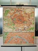 Schulwandkarte | Paris | 50er Jahre