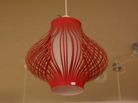 60er Jahre Deckenlampe / rot