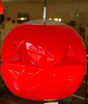 70er Deckenlampe | rotes berfangglas | Peill & Putzler 