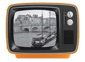 Retro Fernseher als Bilderrahmen | Orange klein | Werkhaus