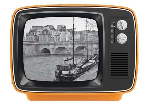 Retro Fernseher als Bilderrahmen | Orange mittel | Werkhaus