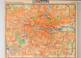 London | alte Schulwandkarte