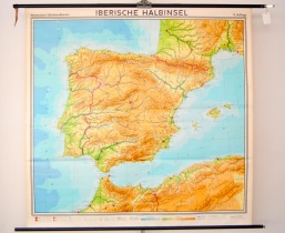 Iberische Halbinsel | alte Schulwandkarte