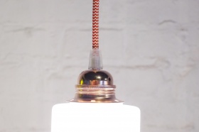 Lampe mit Kupferfassung und Vintage Glasschirm