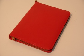 Rote Schreibkladde / 60er Jahre / Leder