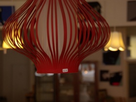 60er Jahre Deckenlampe / rot
