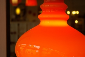 70er Deckenlampe / oranges Überfangglas 