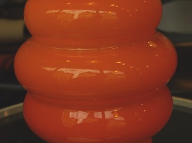 70er Bubblevase | oranges Überfangglas 