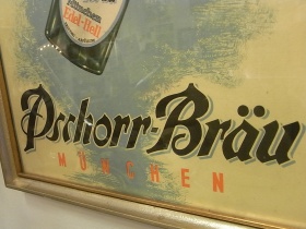 Werbung Pschorr-Bräu München Serigraphie gerahmt