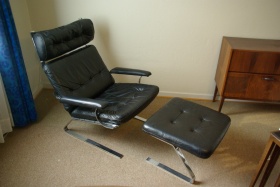 Schwarzer Leder Loungechair | wie Cor Sinus | 70er